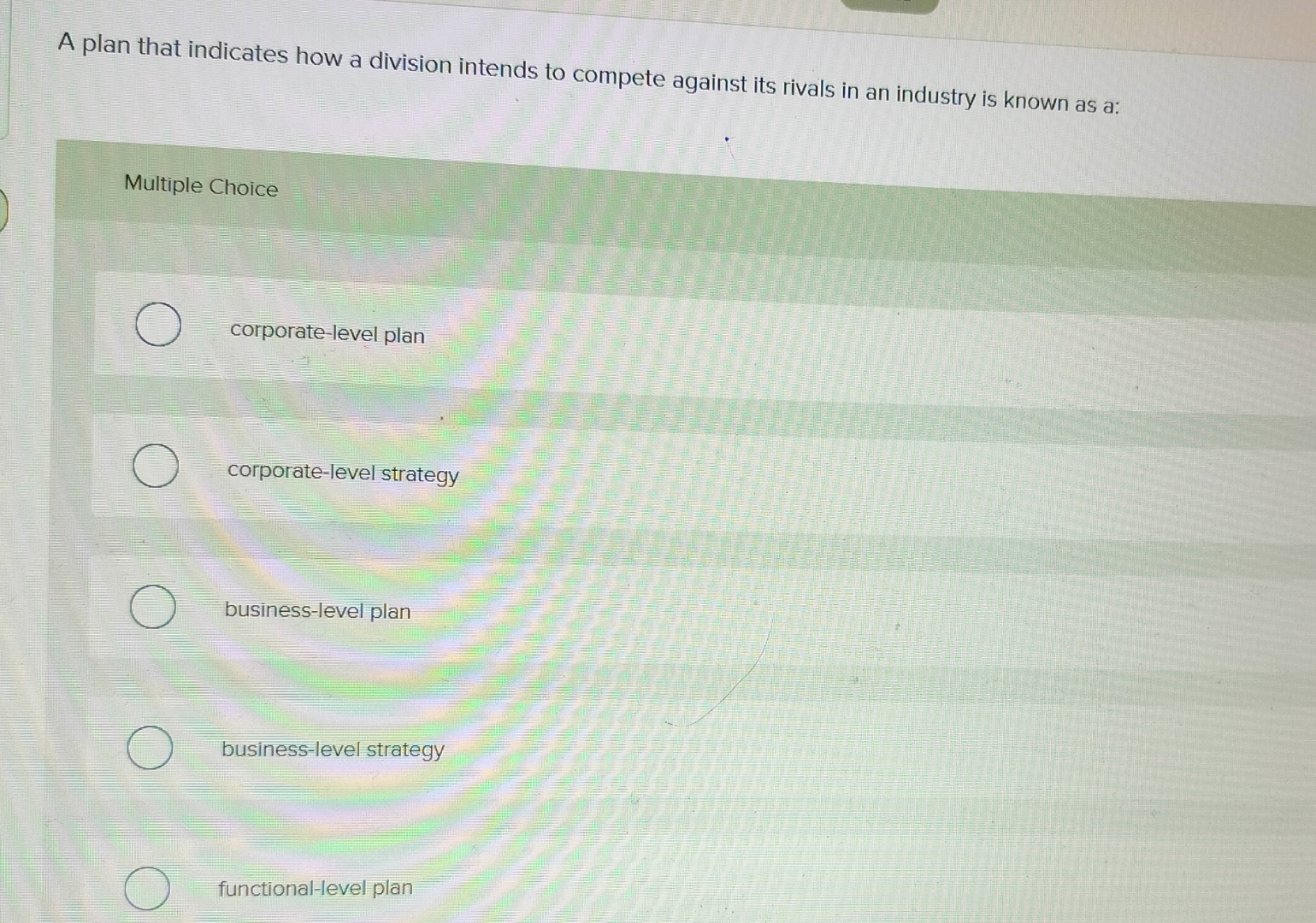  A plan that indicates how division intends to compete against its