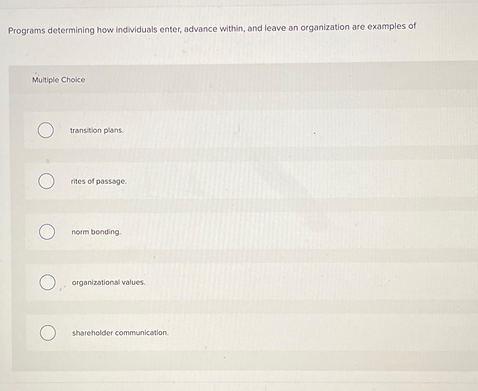  Programs determining how individuals enter, advance within, and leave an organization