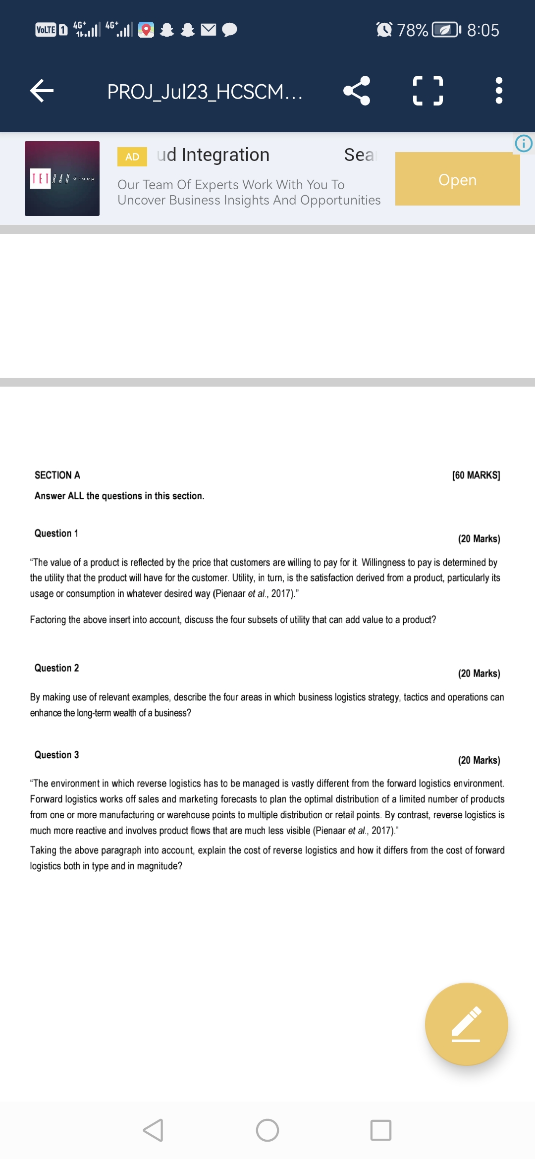  SECTION A Answer ALL the questions in this section. Question 1