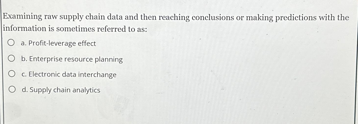  Examining raw supply chain data and then reaching conclusions or making