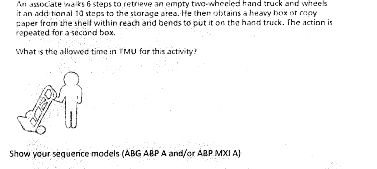 An associate walks 6 steps to retrieve an empty two-wheeled hand