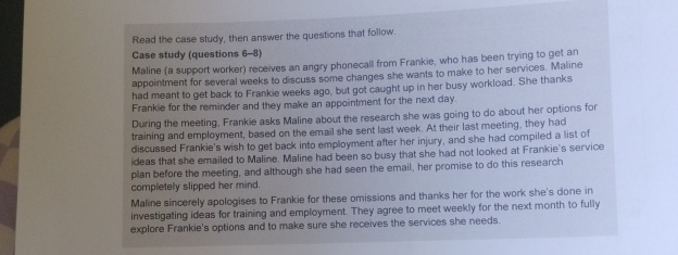  Read the case study, then answer the questions that follow. Case