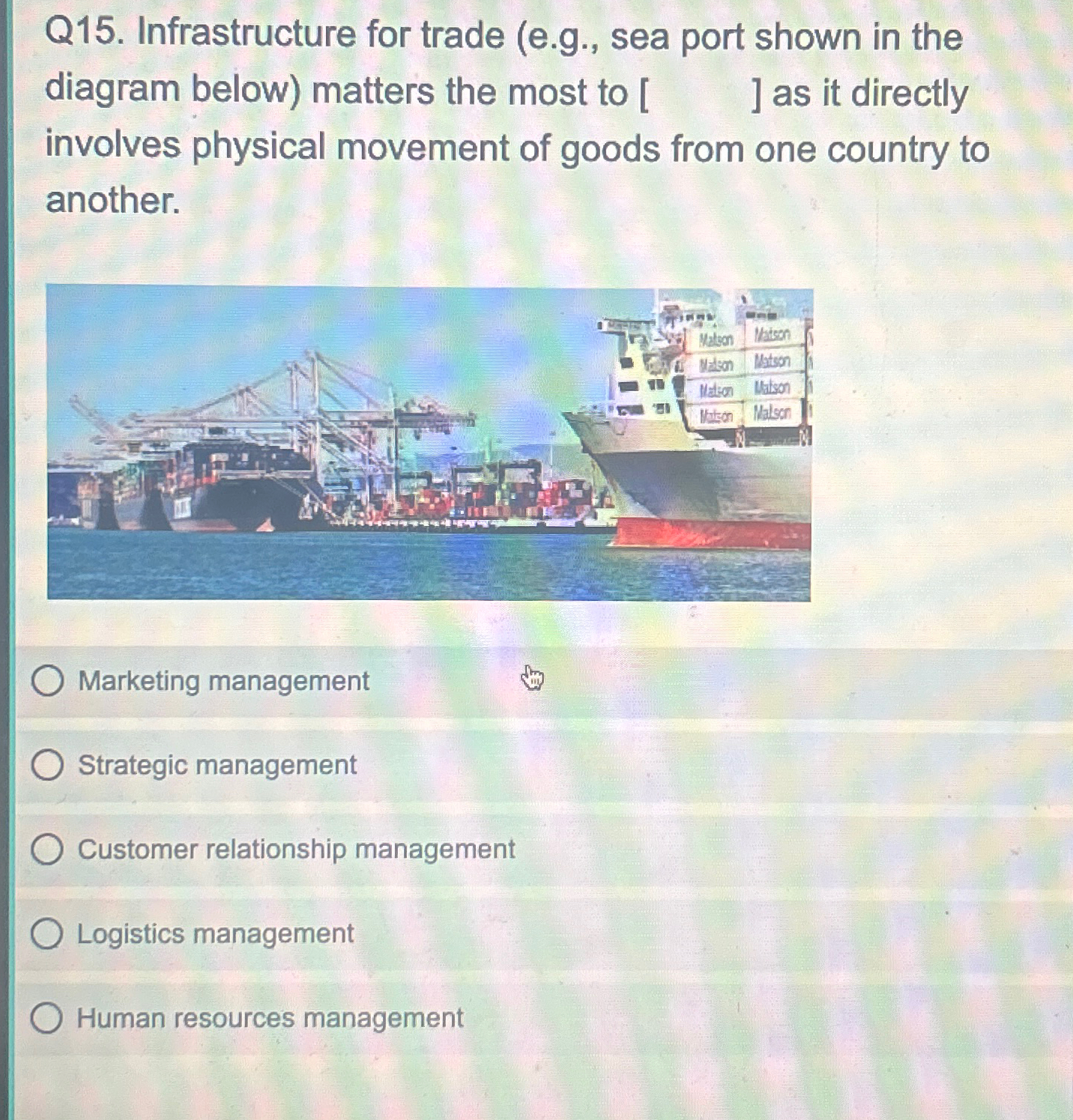  Q15. Infrastructure for trade (e.g., sea port shown in the diagram