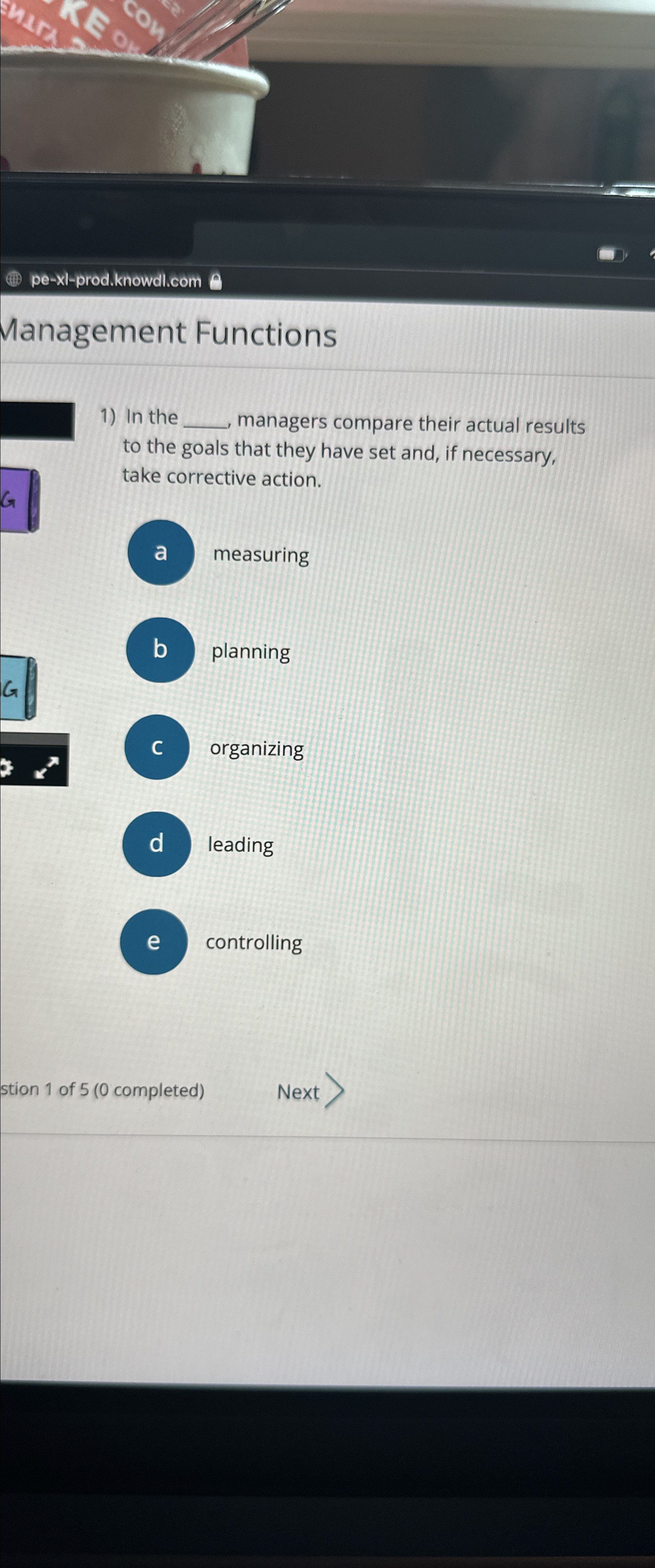  pe-xl-prod.knowdl.com Management Functions In the managers compare their actual results to