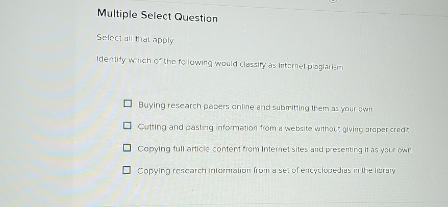  Multiple Select Question Select all that apply Identify which of the