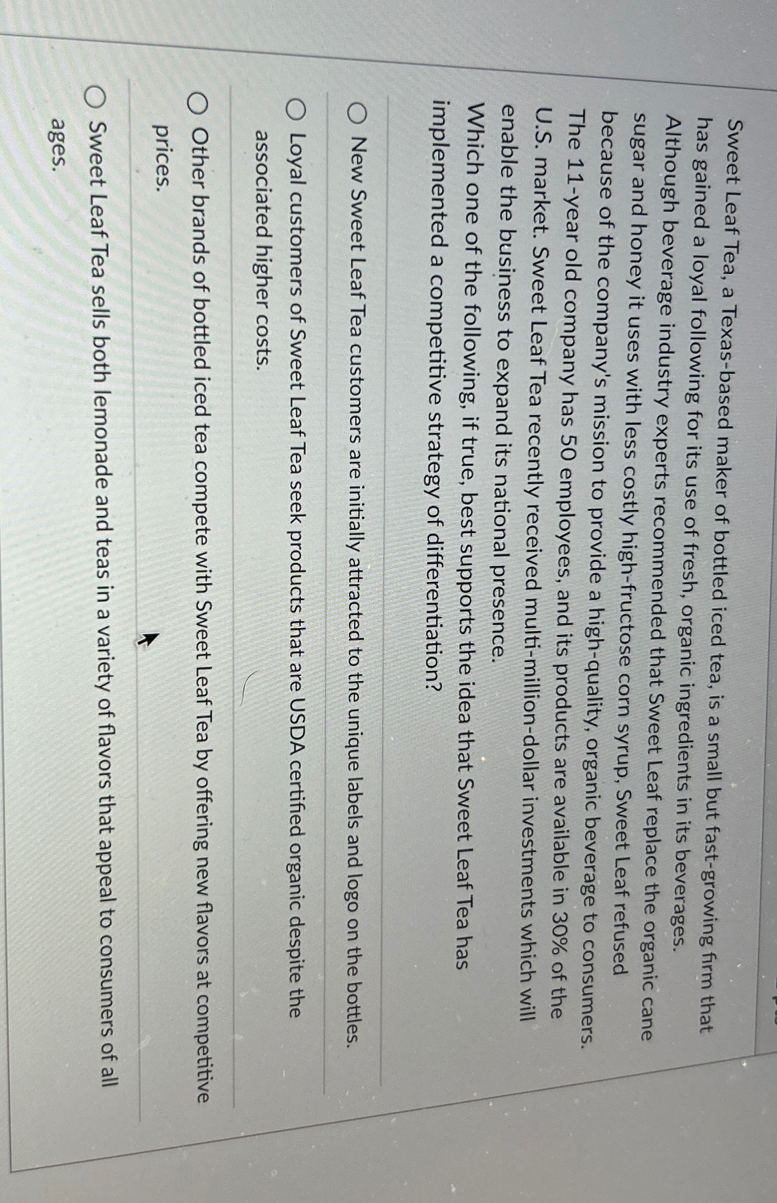  Sweet Leaf Tea, a Texas-based maker of bottled iced tea, is