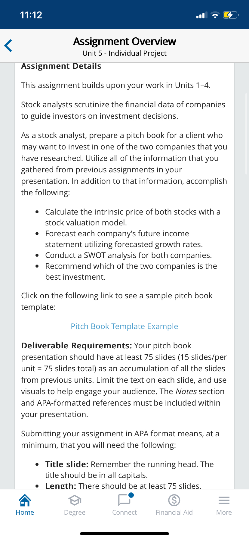  11:12 Assignment Overview Unit 5- Individual Project Assignment Details This assignment