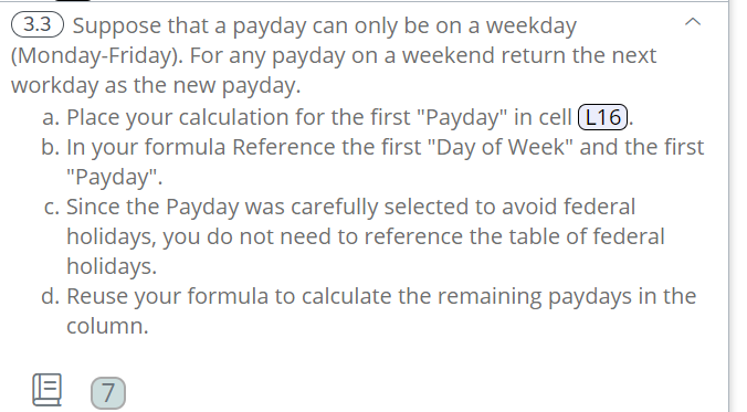 (3.3) Suppose that a payday can only be on a weekday