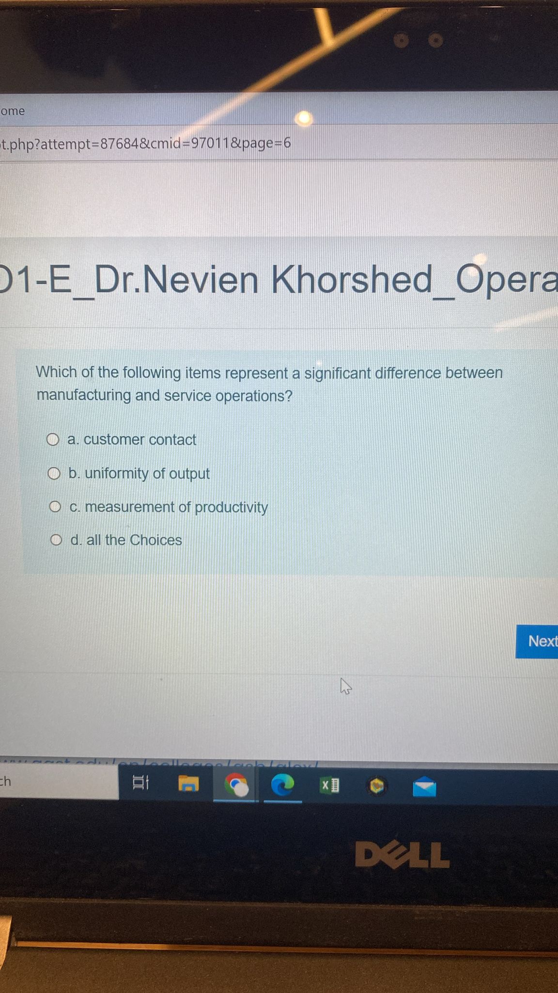  Which of the following items represent a significant difference between manufacturing