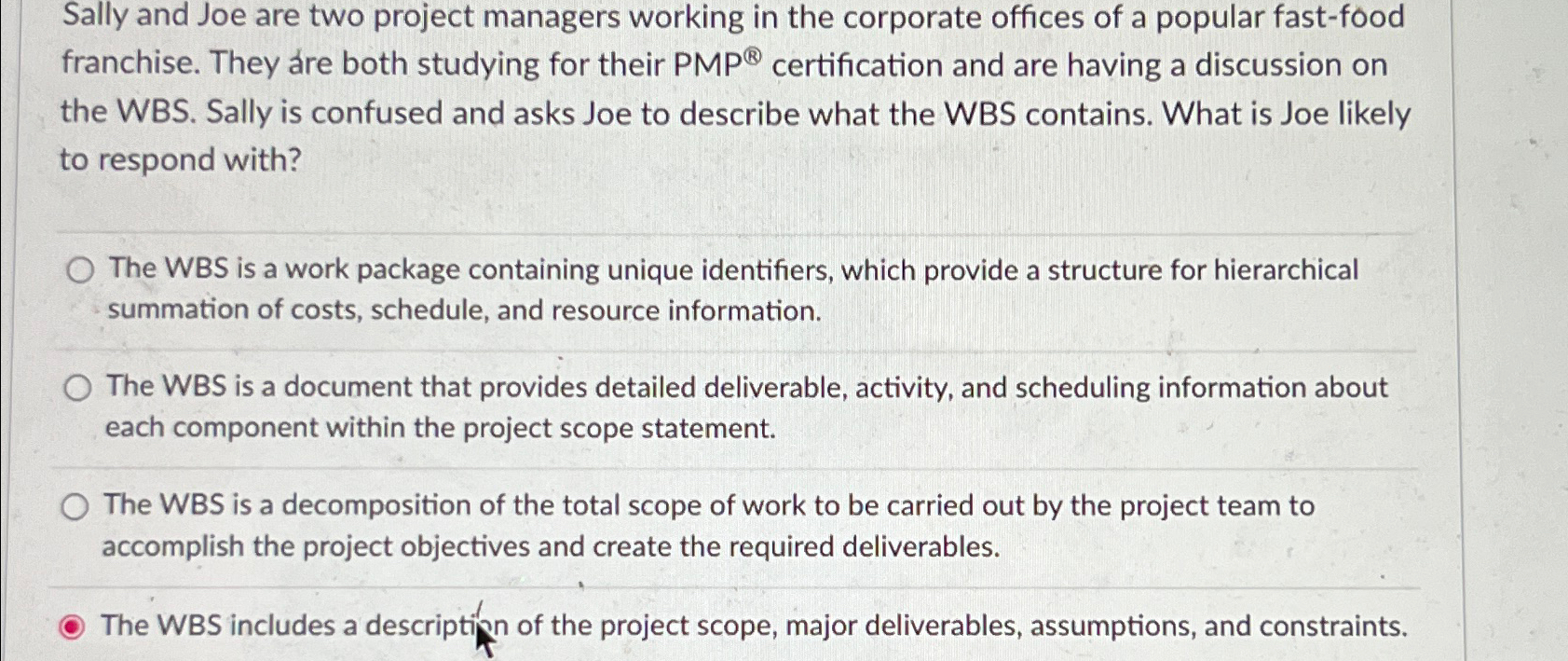  Sally and Joe are two project managers working in the corporate