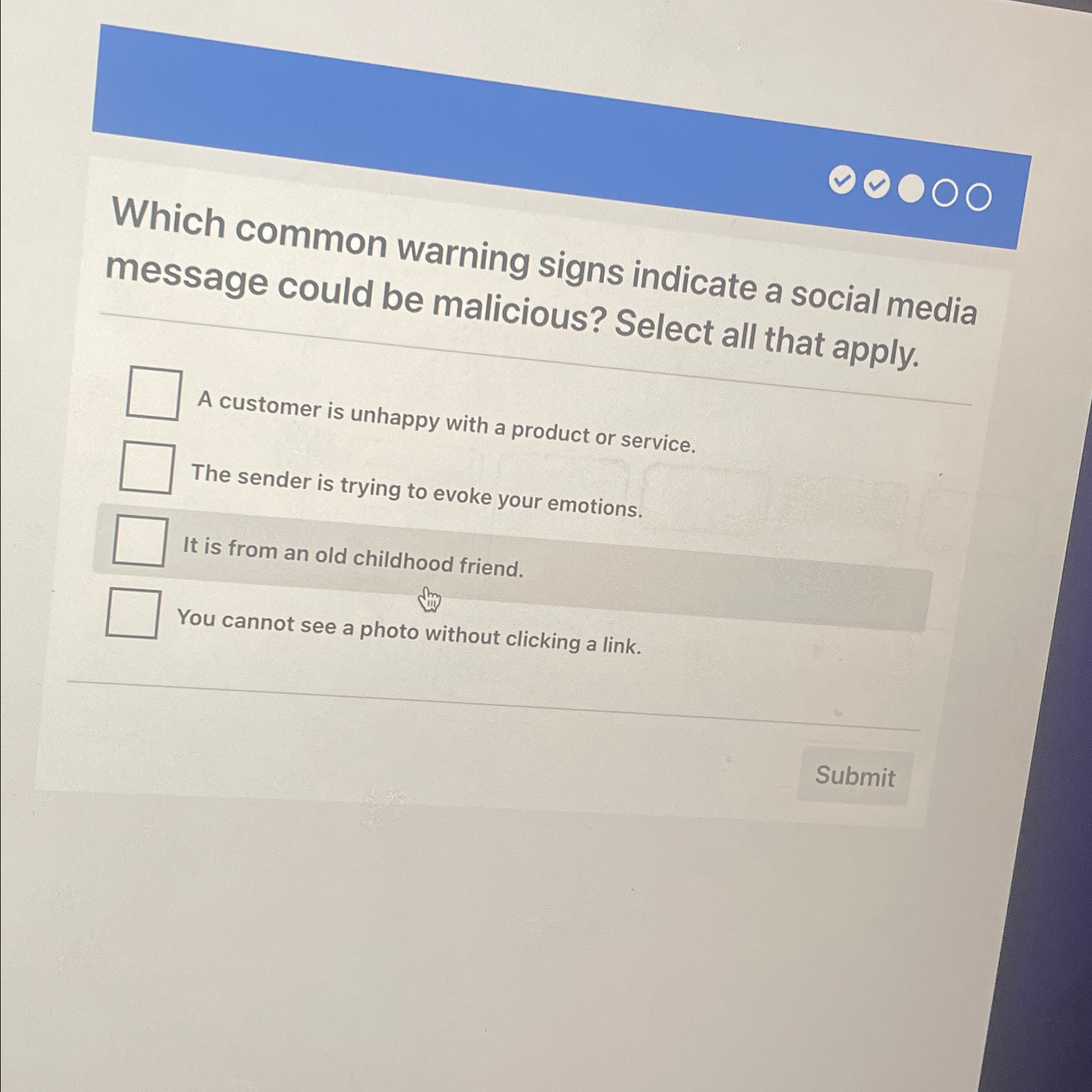  Which common warning signs indicate a social media message could be
