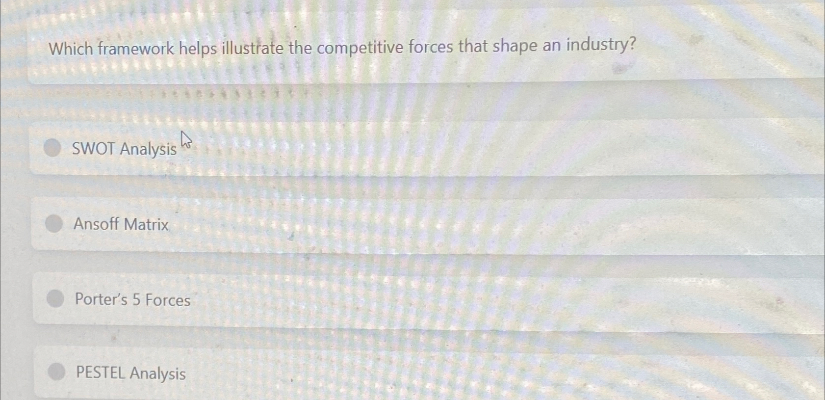  Which framework helps illustrate the competitive forces that shape an industry?
