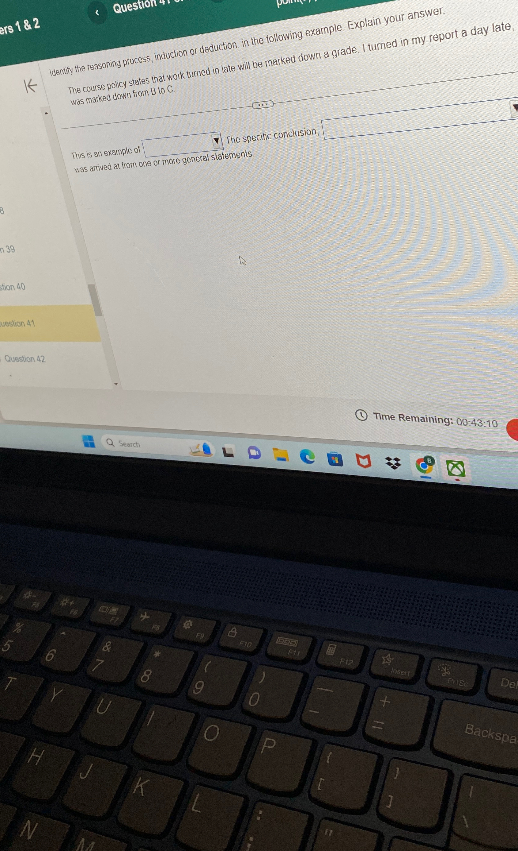  ars 1&2 Identify the reasoning process, induction or deduction, in the