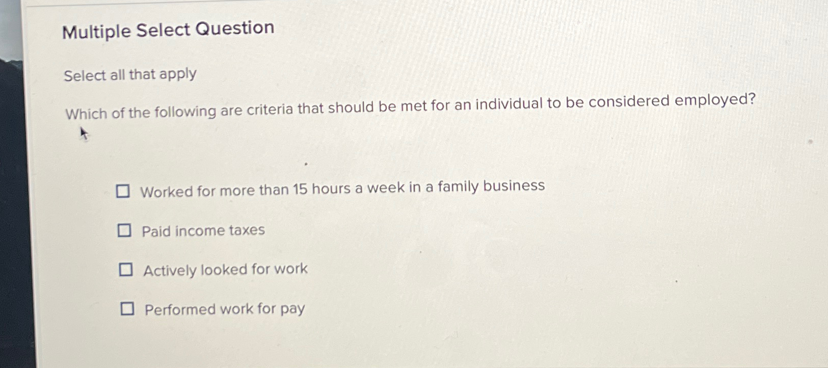  Multiple Select Question Select all that apply Which of the following