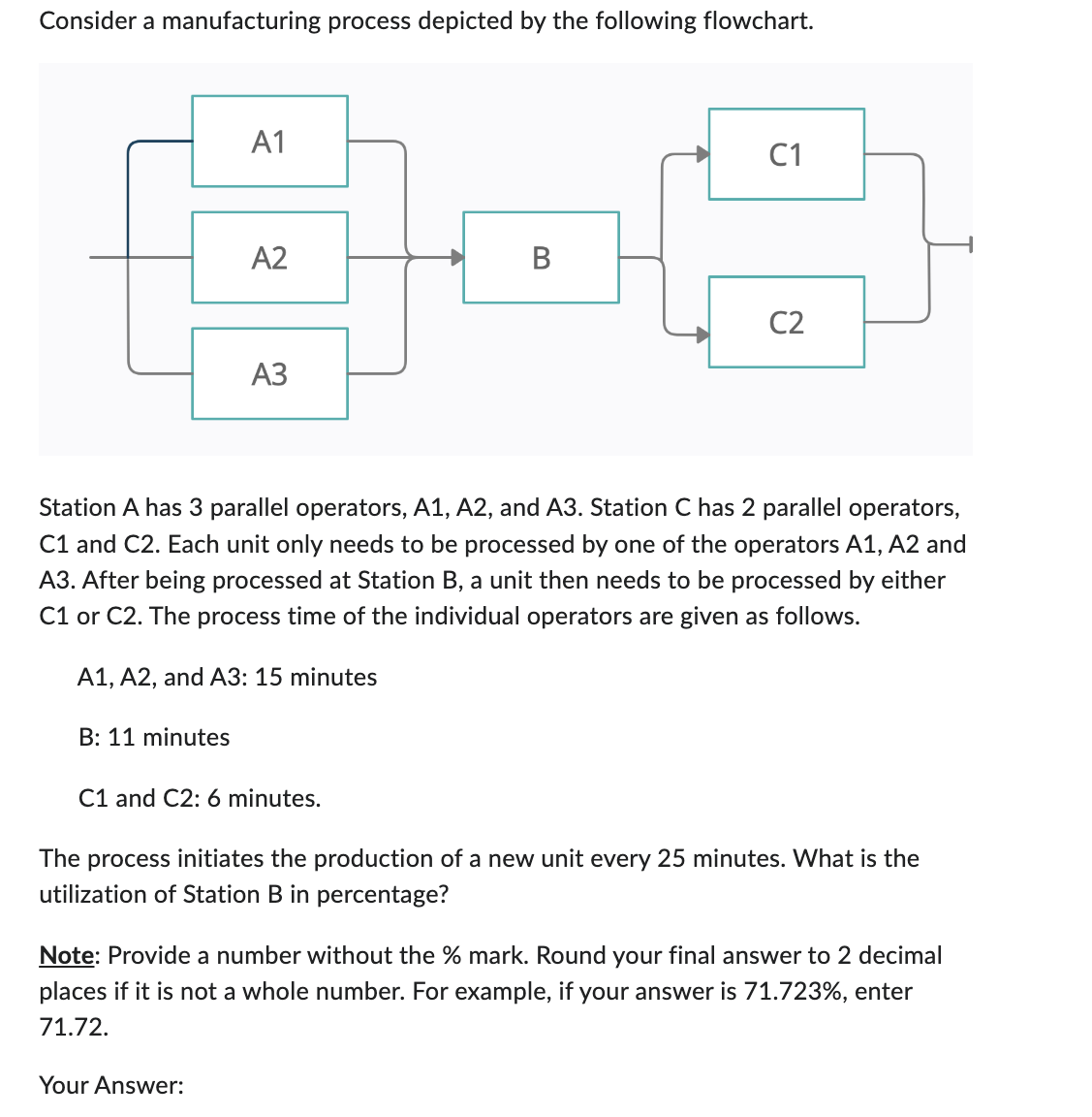  Consider a manufacturing process depicted by the following flowchart. Station A