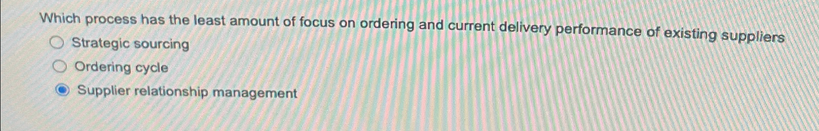  Which process has the least amount of focus on ordering and