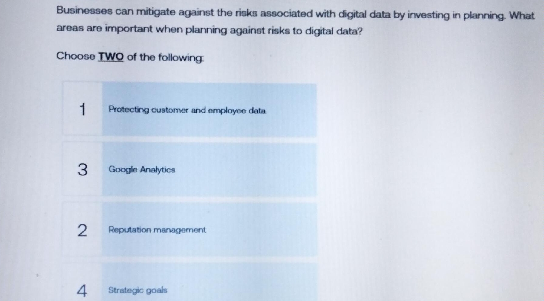  Businesses can mitigate against the risks associated with digital data by