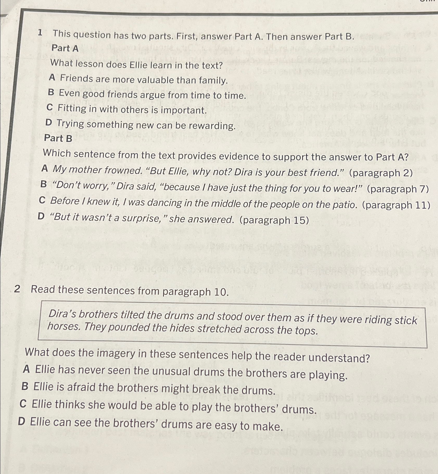  1 This question has two parts. First, answer Part A. Then