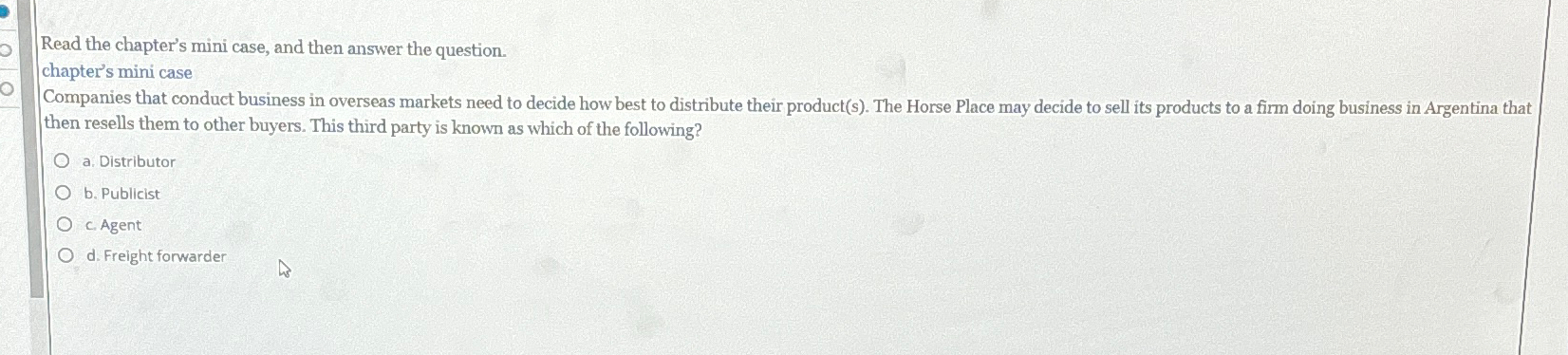  Read the chapter's mini case, and then answer the question. chapter's