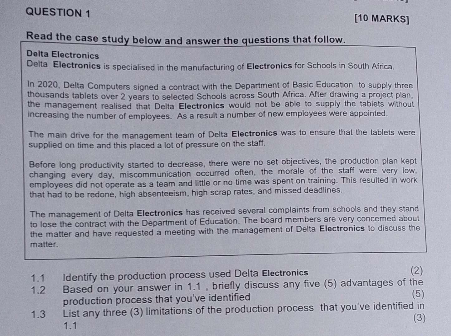  Read the case study below and answer the questions that follow.