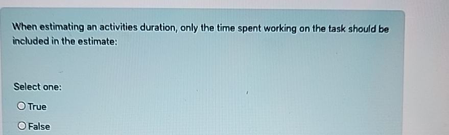  When estimating an activities duration, only the time spent working on