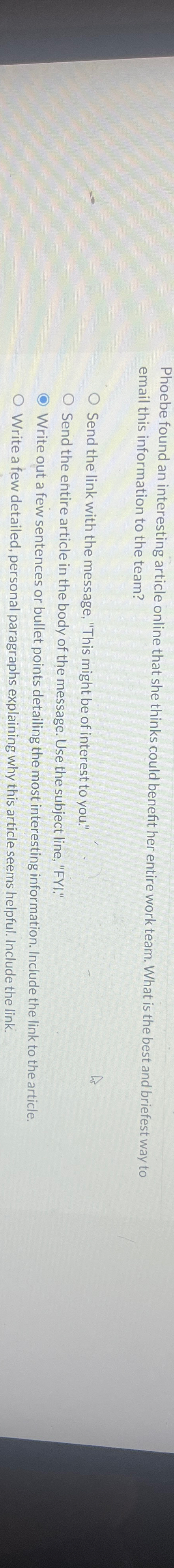  Phoebe found an interesting article online that she thinks could benefit