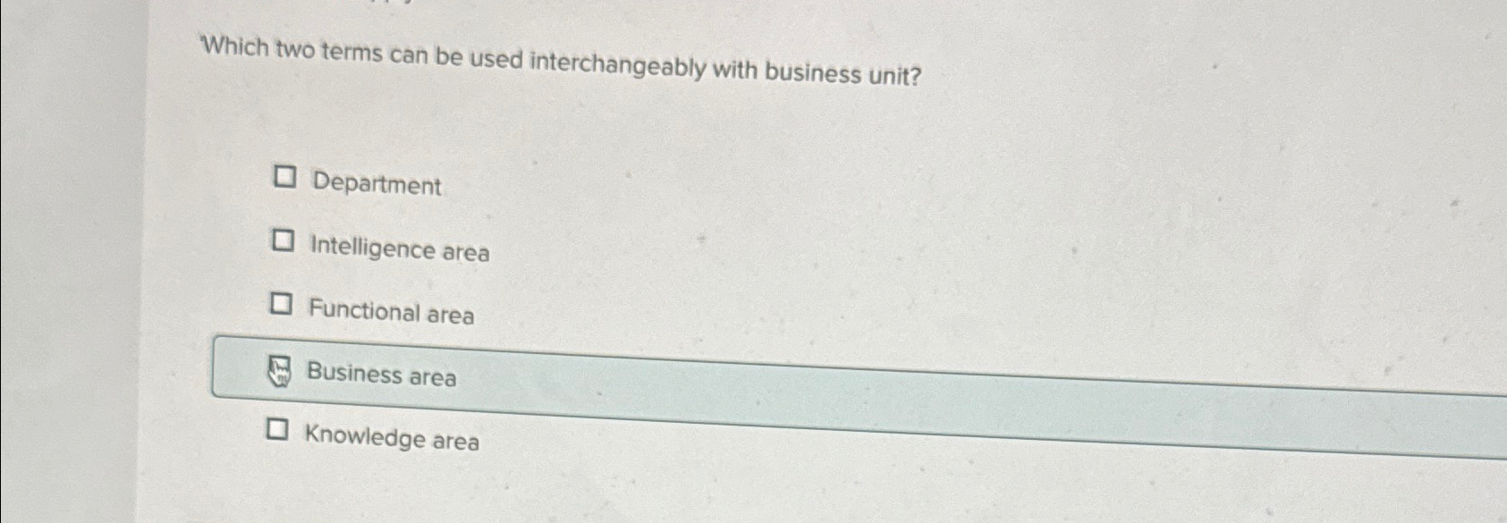  Which two terms can be used interchangeably with business unit? Department