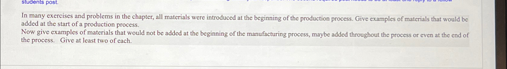  students post. In many exercises and problems in the chapter, all