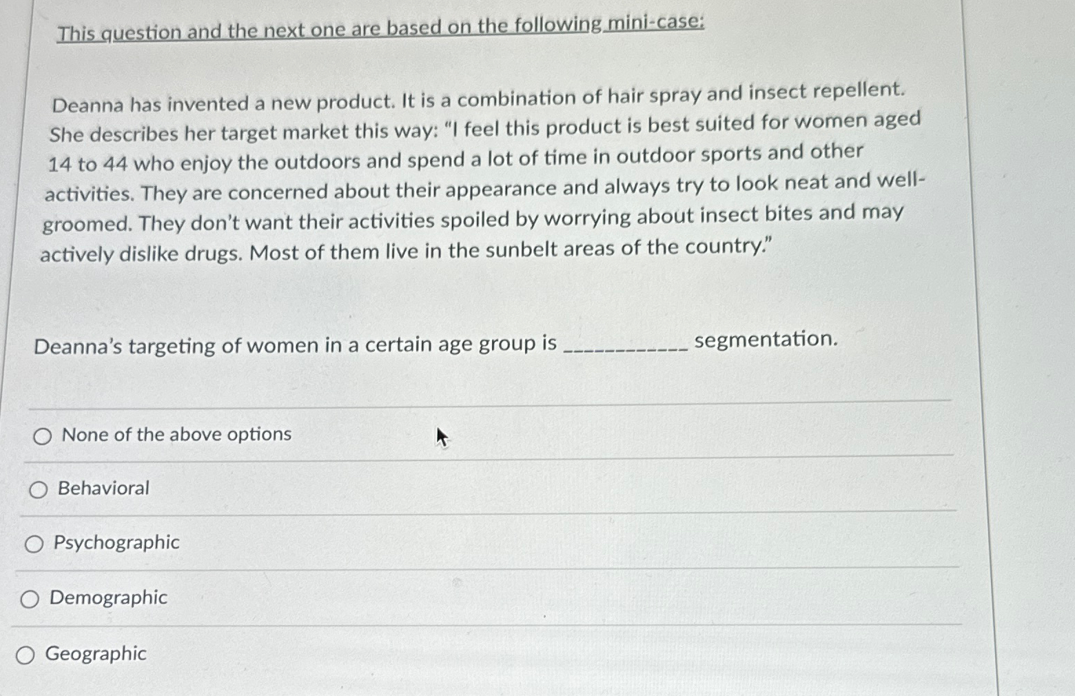  This question and the next one are based on the following