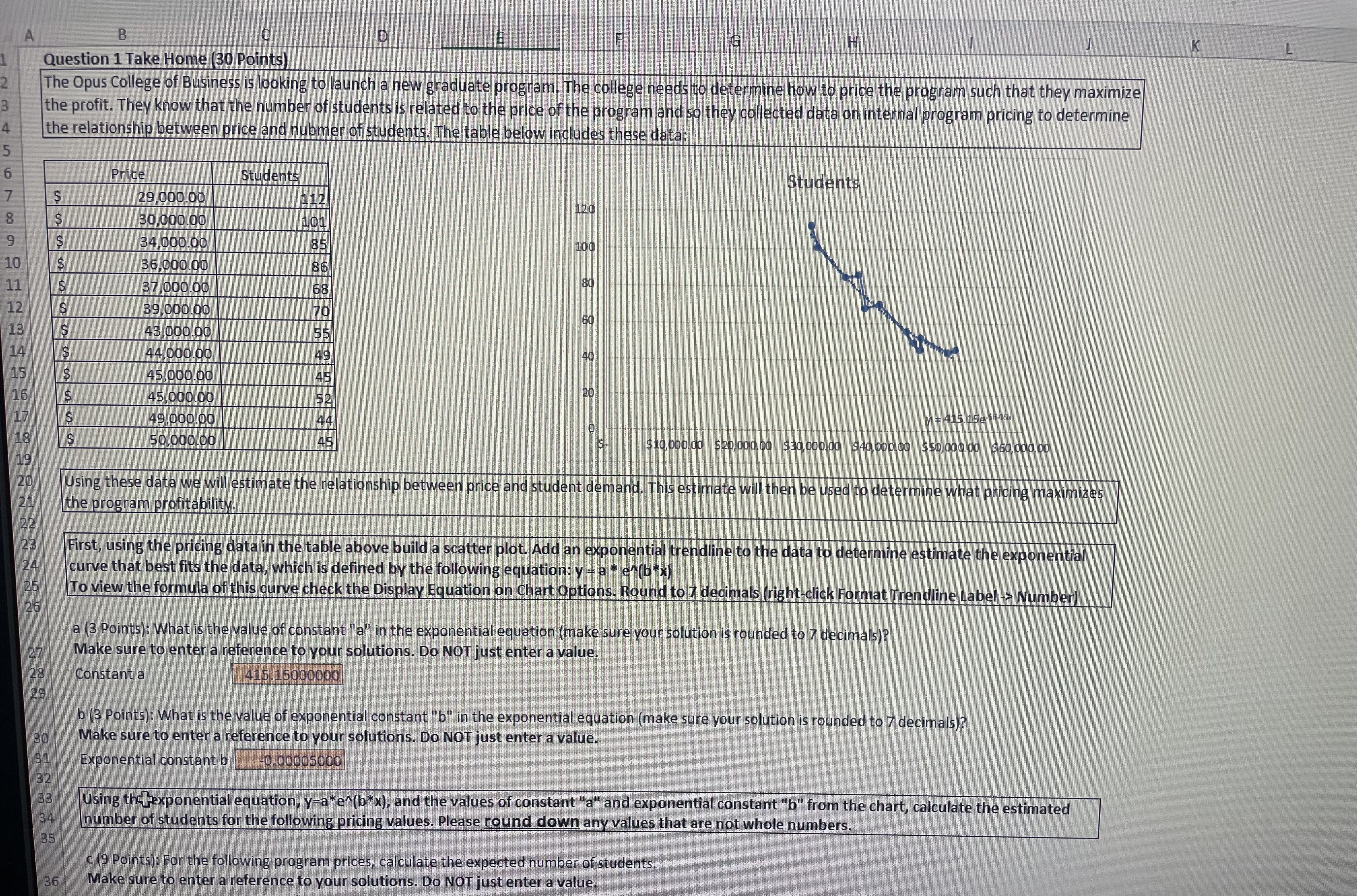  Can you comeplete this in excel and show the steps and