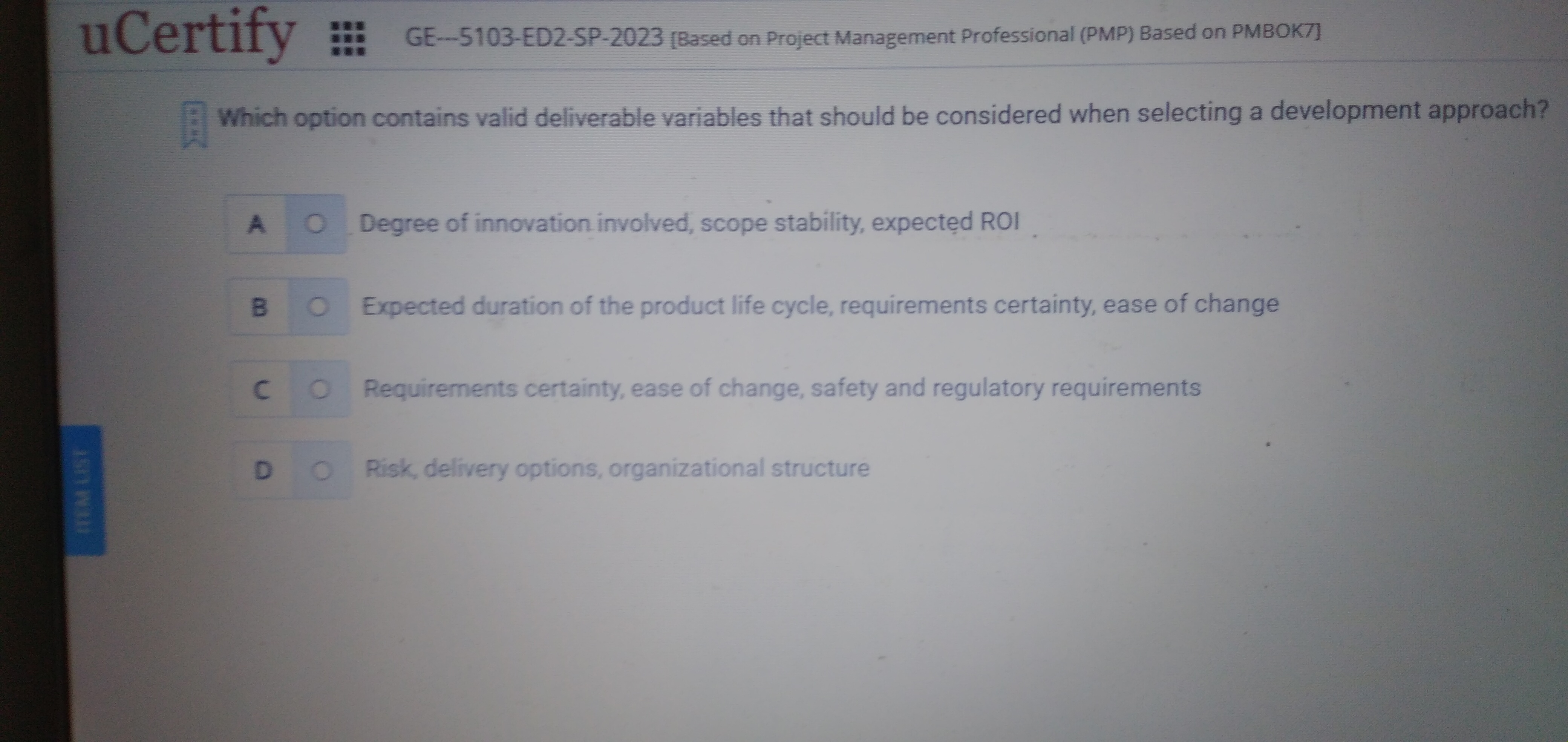  uCertify ::: GE-5103-ED2-SP-2023[Based on Project Management Professional (PMP) Based on PMBOK7]