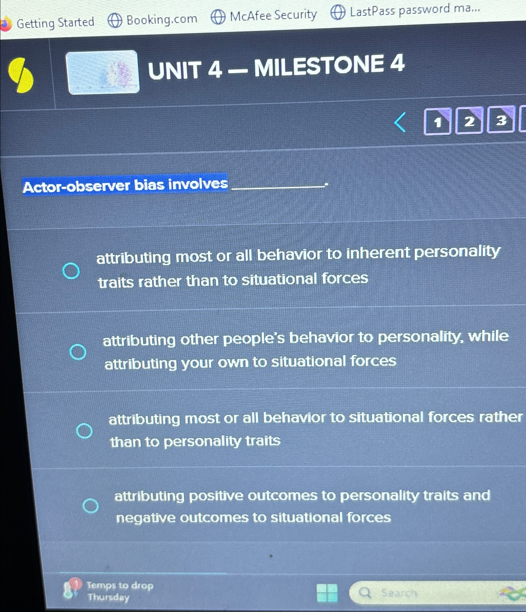  3 Getting Started Booking.com McAfee Security LastPass password ma... UNIT 4-