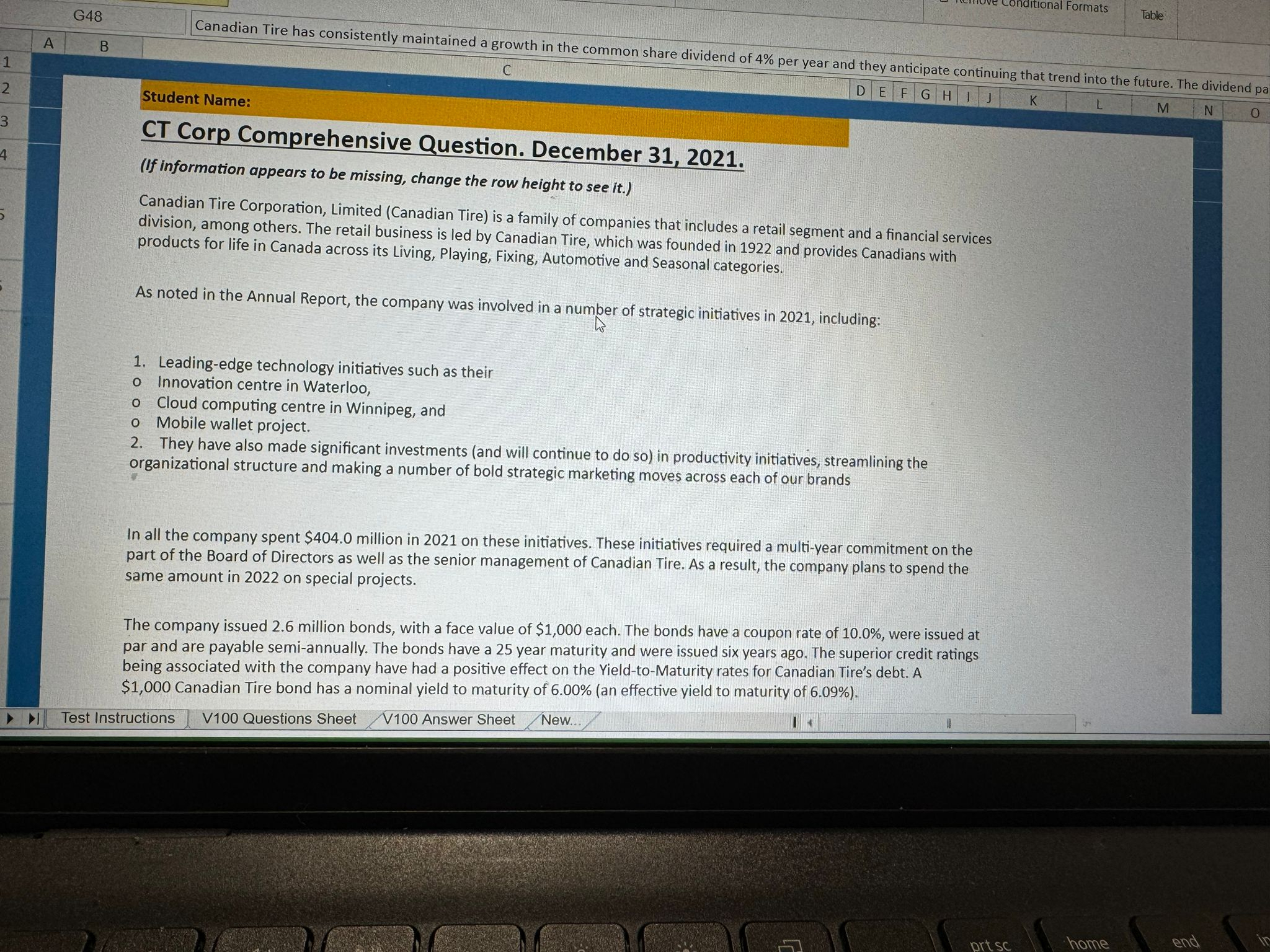  CT Corp Comprehensive Question. December 31,2021. (If information appears to be