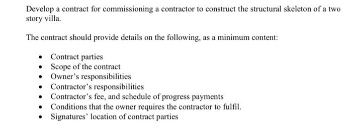  Please give me a complete example of contract for commissioning a