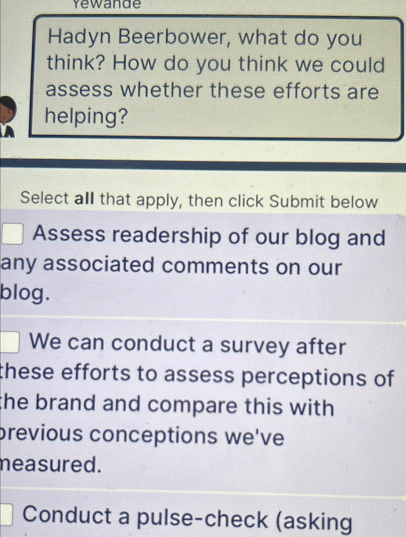  Hadyn Beerbower, what do you think? How do you think we