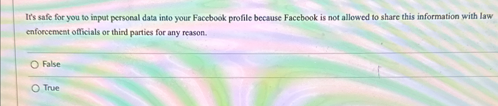  It's safe for you to input personal data into your Facebook