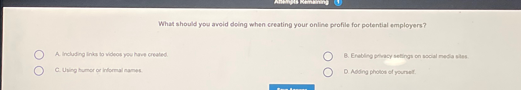  What should you avoid doing when creating your online profile for