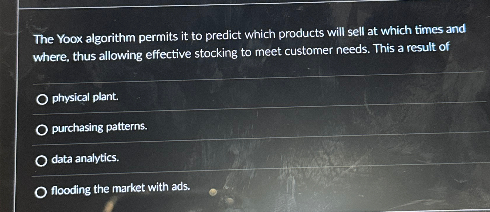  The Yoox algorithm permits it to predict which products will sell