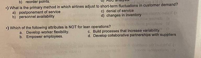  *) What is the primary method in which airlines adjust to