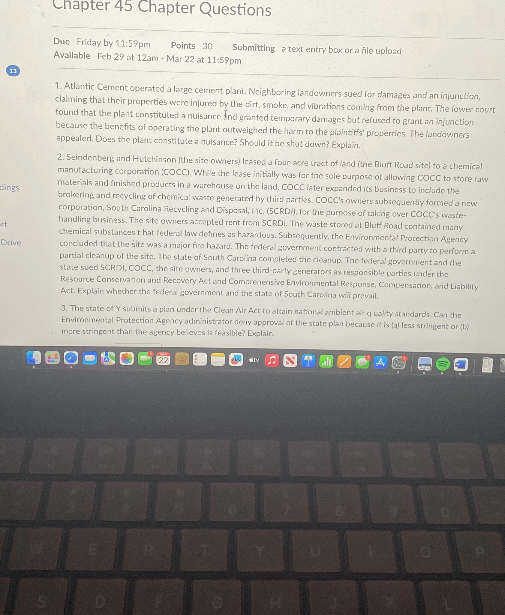  Chapter 45 Chapter Questions Due Friday by 11:59 pm Points 30