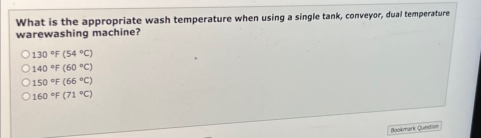  What is the appropriate wash temperature when using a single tank,