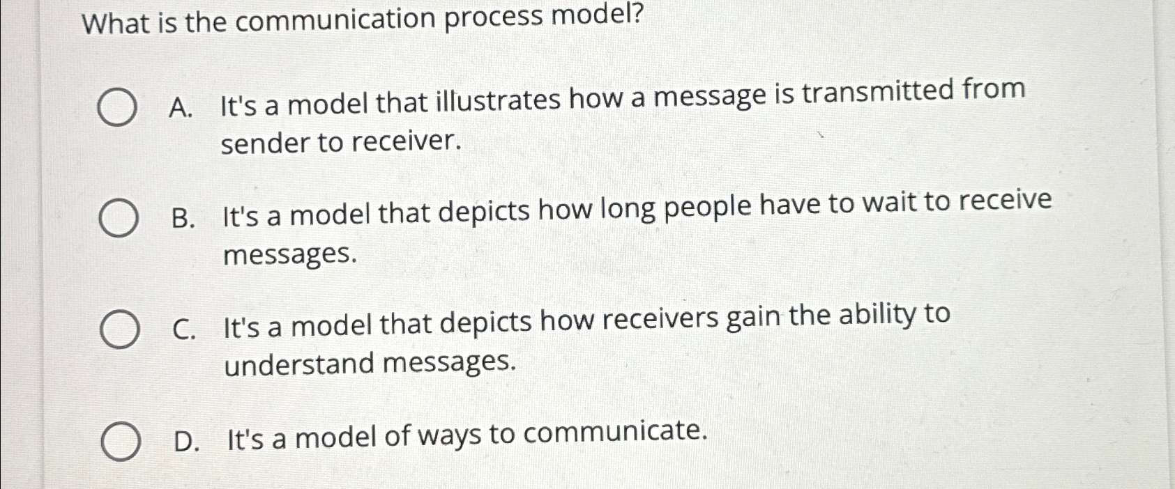  What is the communication process model? A. It's a model that