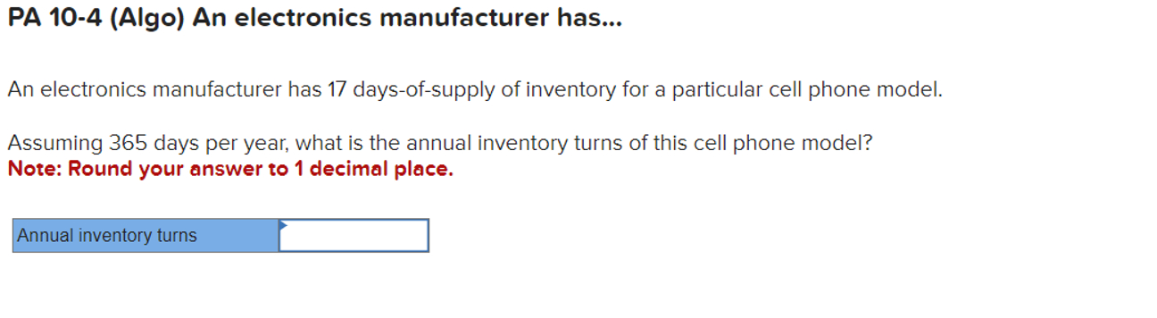  PA 10-4(Algo) An electronics manufacturer has... An electronics manufacturer has 17