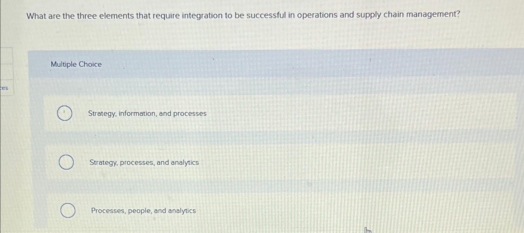  What are the three elements that require integration to be successful