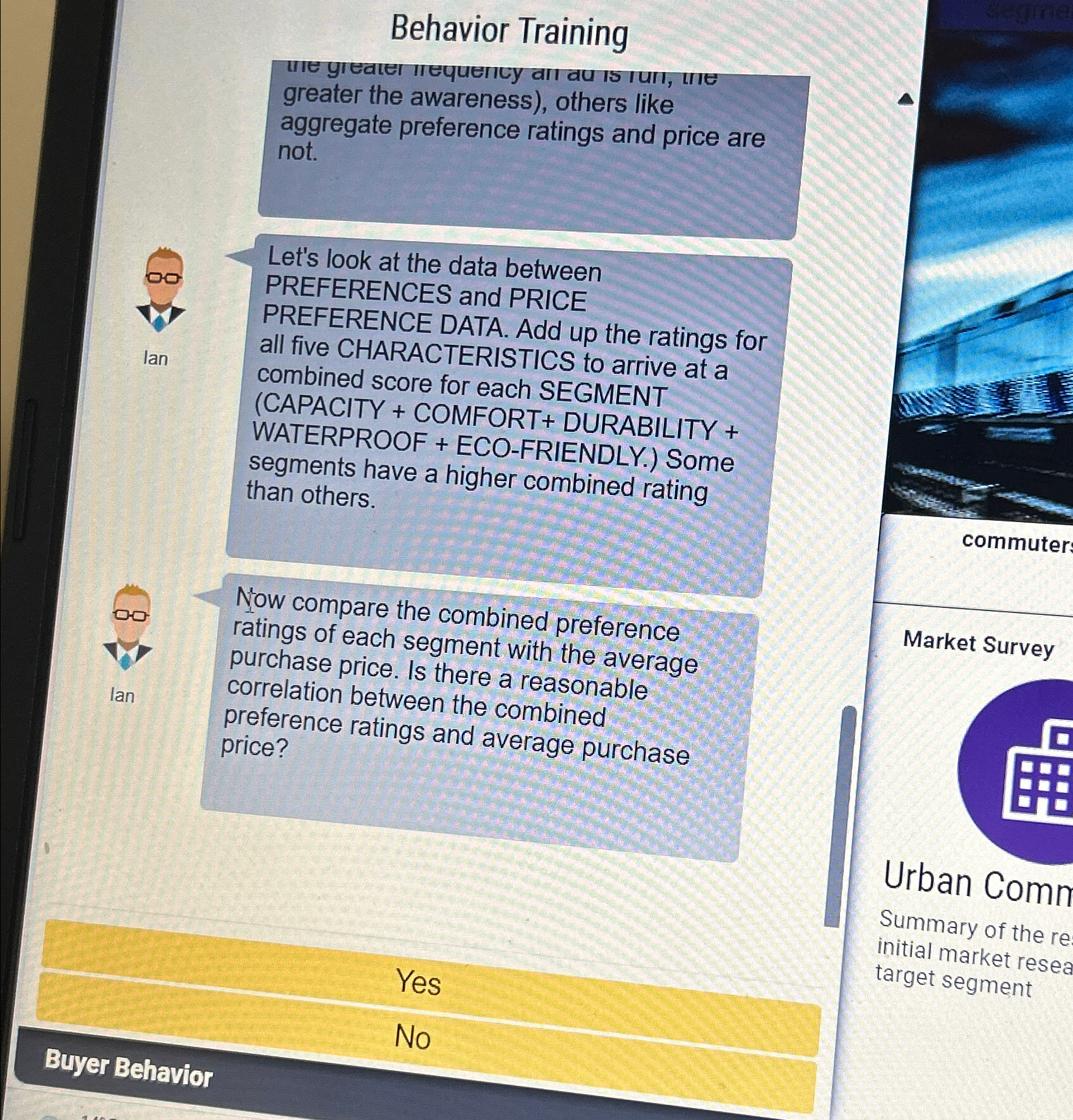  Behavior Training greater the awareness), others like aggregate preference ratings and