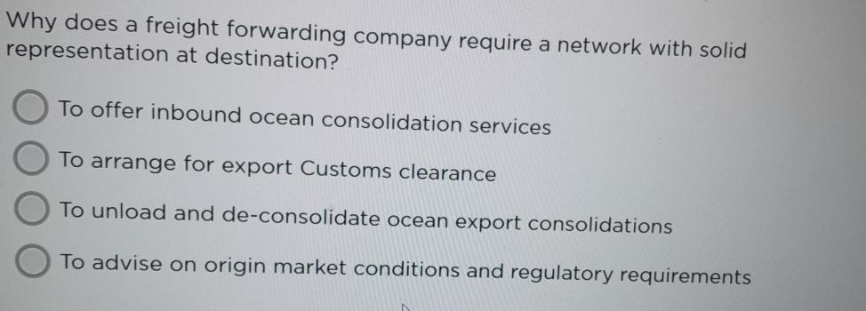  Why does a freight forwarding company require a network with solid