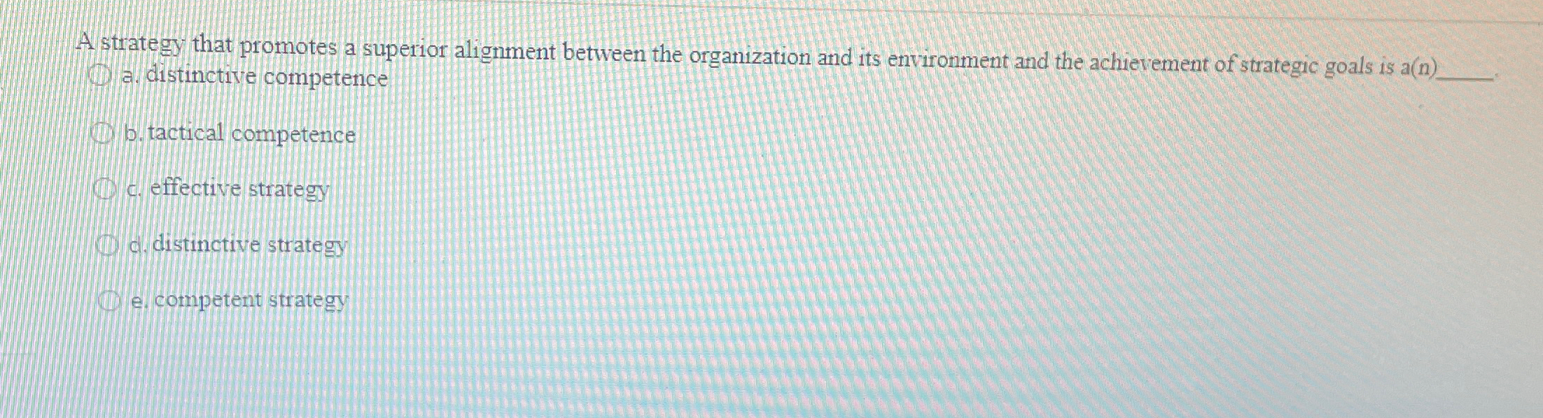  A strategy that promotes a superior alignment between the organization and