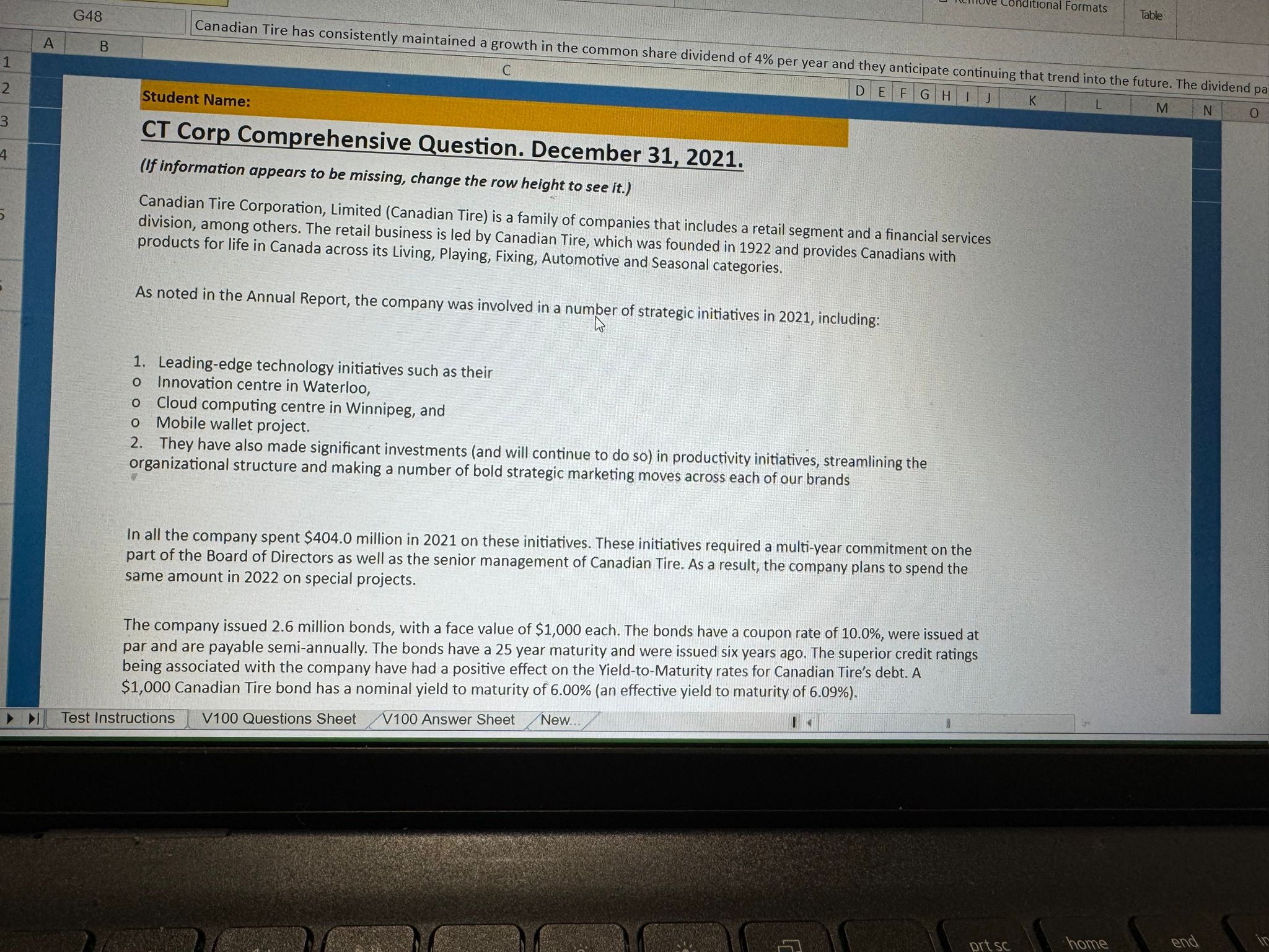  CT Corp Comprehensive Question. December 31,2021. (If information appears to be