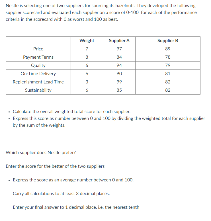 Please fully answer, will upvote if done correctly. Thank you! Nestle is