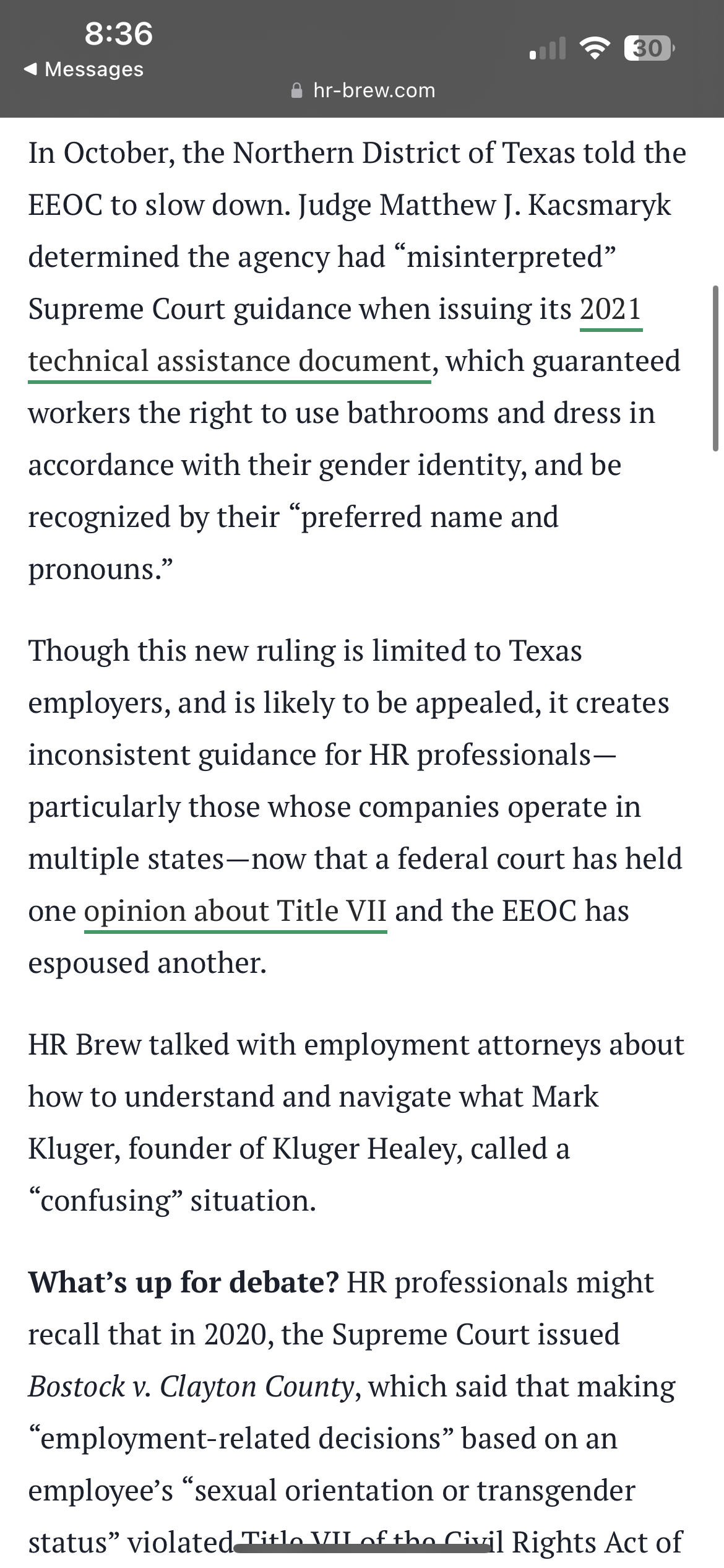  Summarize 8:36 Messages 30 a hr-brew.com In October, the Northern District